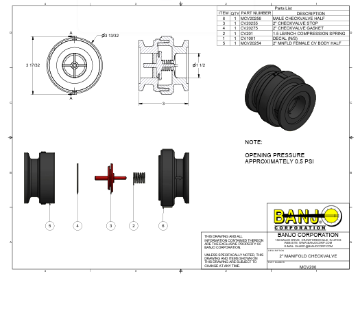 VALV DE RETENÇÃO FLANGE 2PP MCV200 BANJO