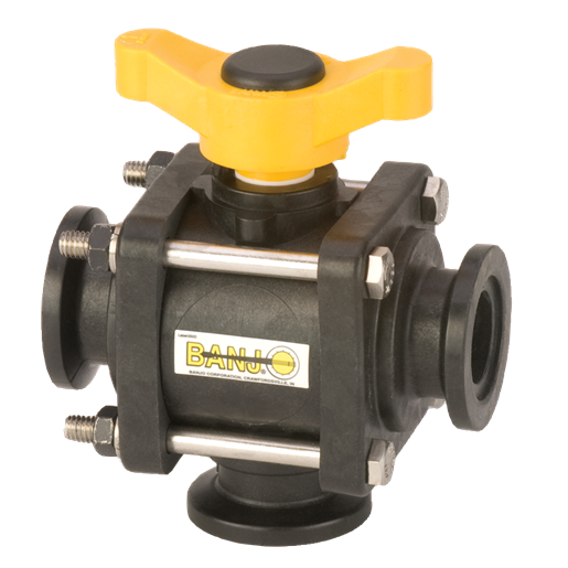 MV100BL VAL ESFERA MANUAL 3 VIAS, FLANGE 1" BANJO