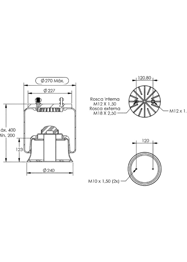 STA 7018 MOLA PNEUMATICA COMPLETA SUSPENSÃO EIXO DIANTEIRO
