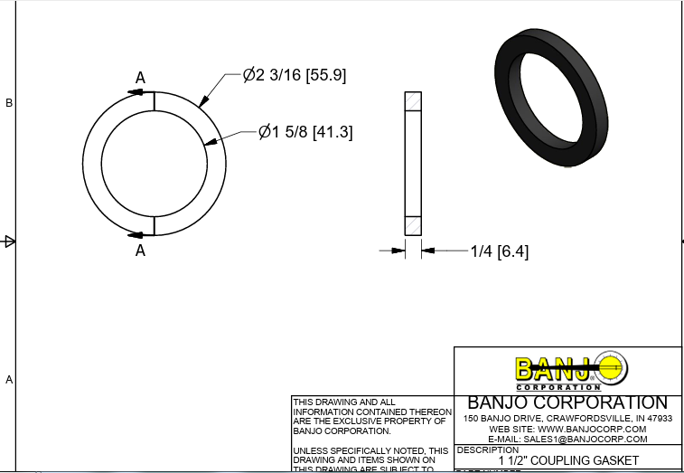 150G JUNTA DE VED EM EPDM 1 1/2 BANJO