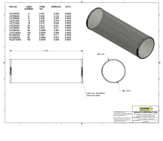 LST280S TELA DE INOX MALHA 80 FILTRO T PP2 BANJO