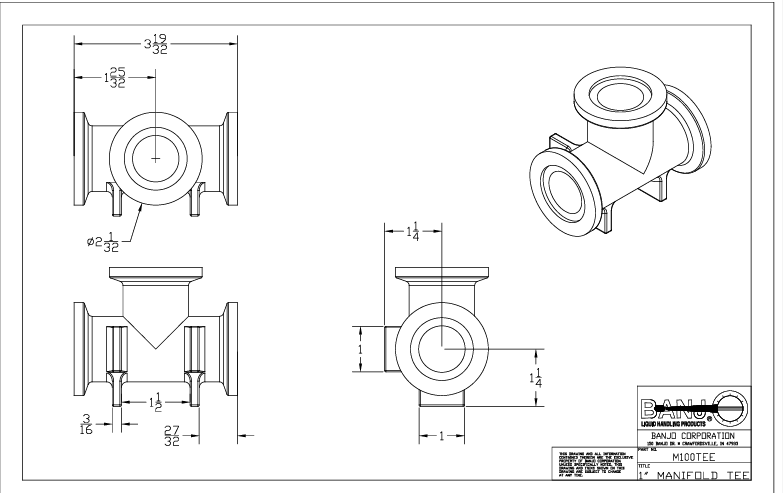 M100TEE TE FLANGE 1 PP BANJO
