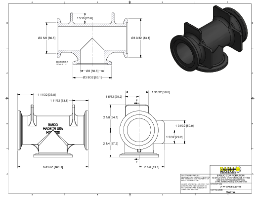 M220TEE TEE FLANGE 2" AB TOTAL BANJO