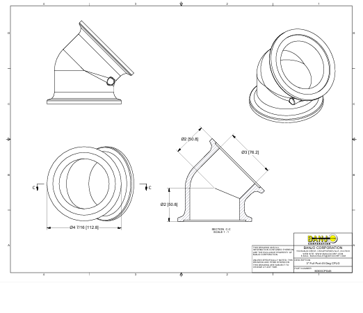 M300CPG45 JOELHO 45 FLANGE 3" X FLANGE 3" BANJO