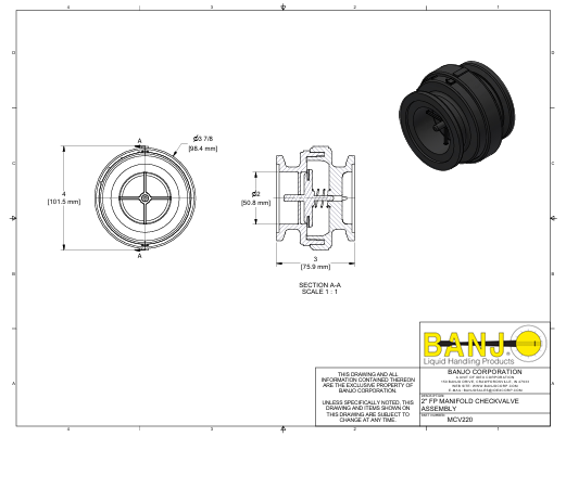 MCV220  VALVULA DE RETENÇÃO FLANGE 2" AB TOTAL BANJO