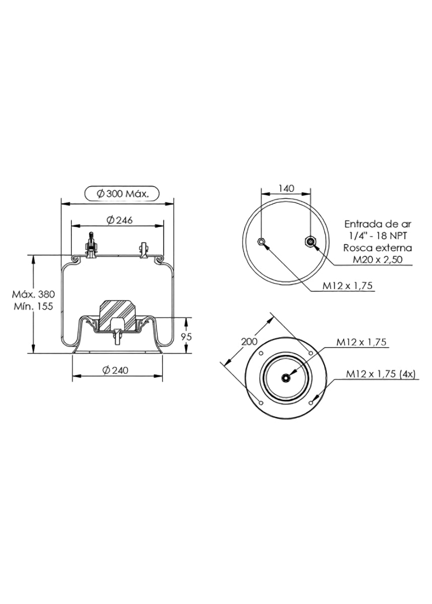 STA 7011 MOLA PNEUMATICA COMPLETA SUSPENSÃO EIXO DIANTEIRO