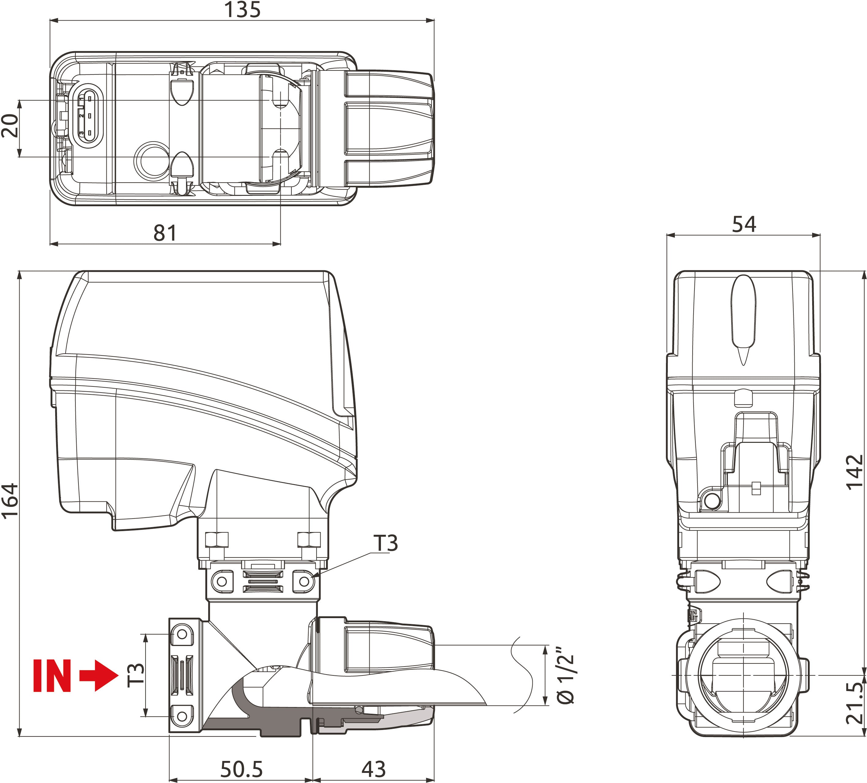 862A1220 VALV ELETR DE SECAO T3X EASYFIT 1/2 20BAR
