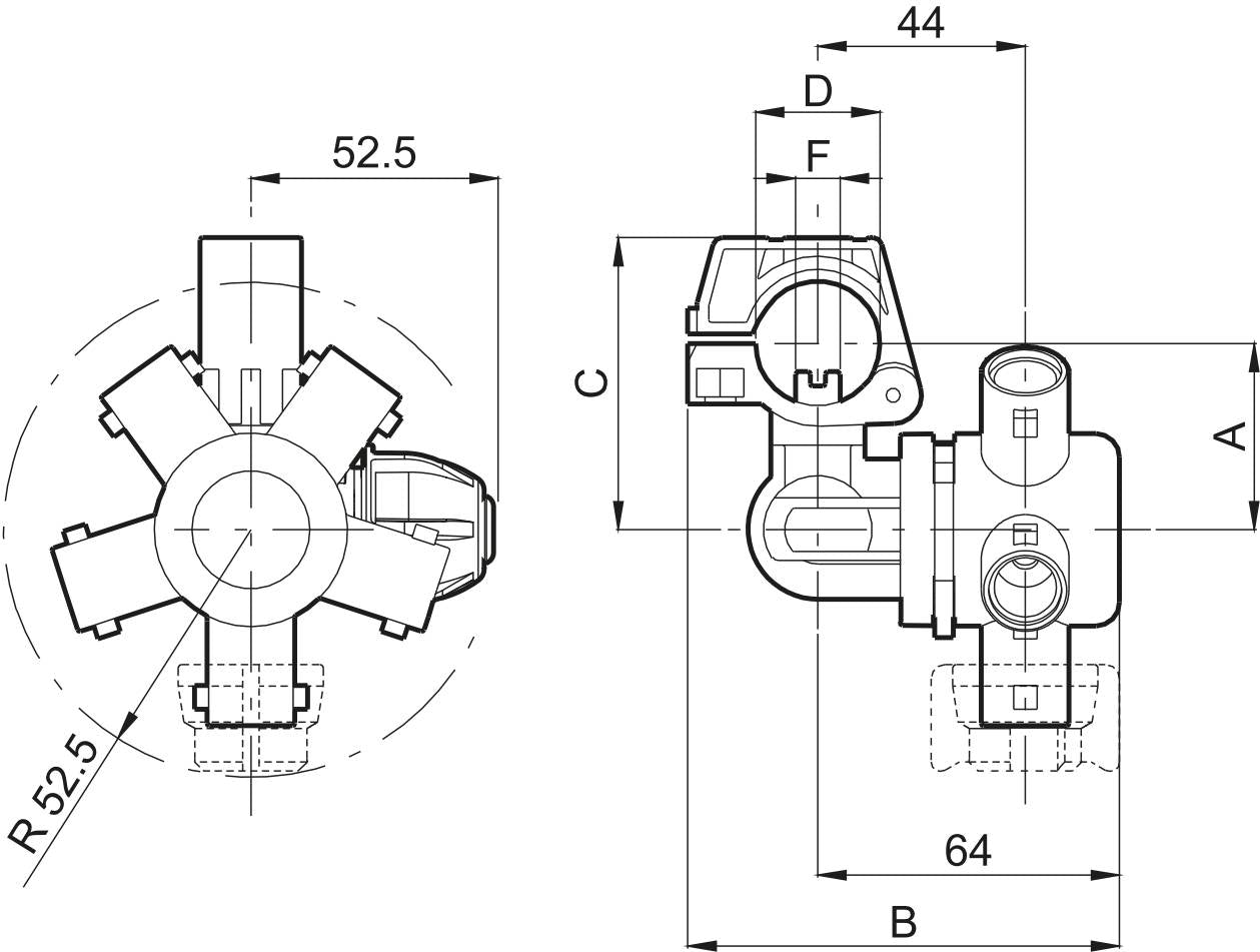 4064967 CONEXÃO TIPO PORTA BICO COMPACT-JET 5 VIAS D.1 F10 ARAG