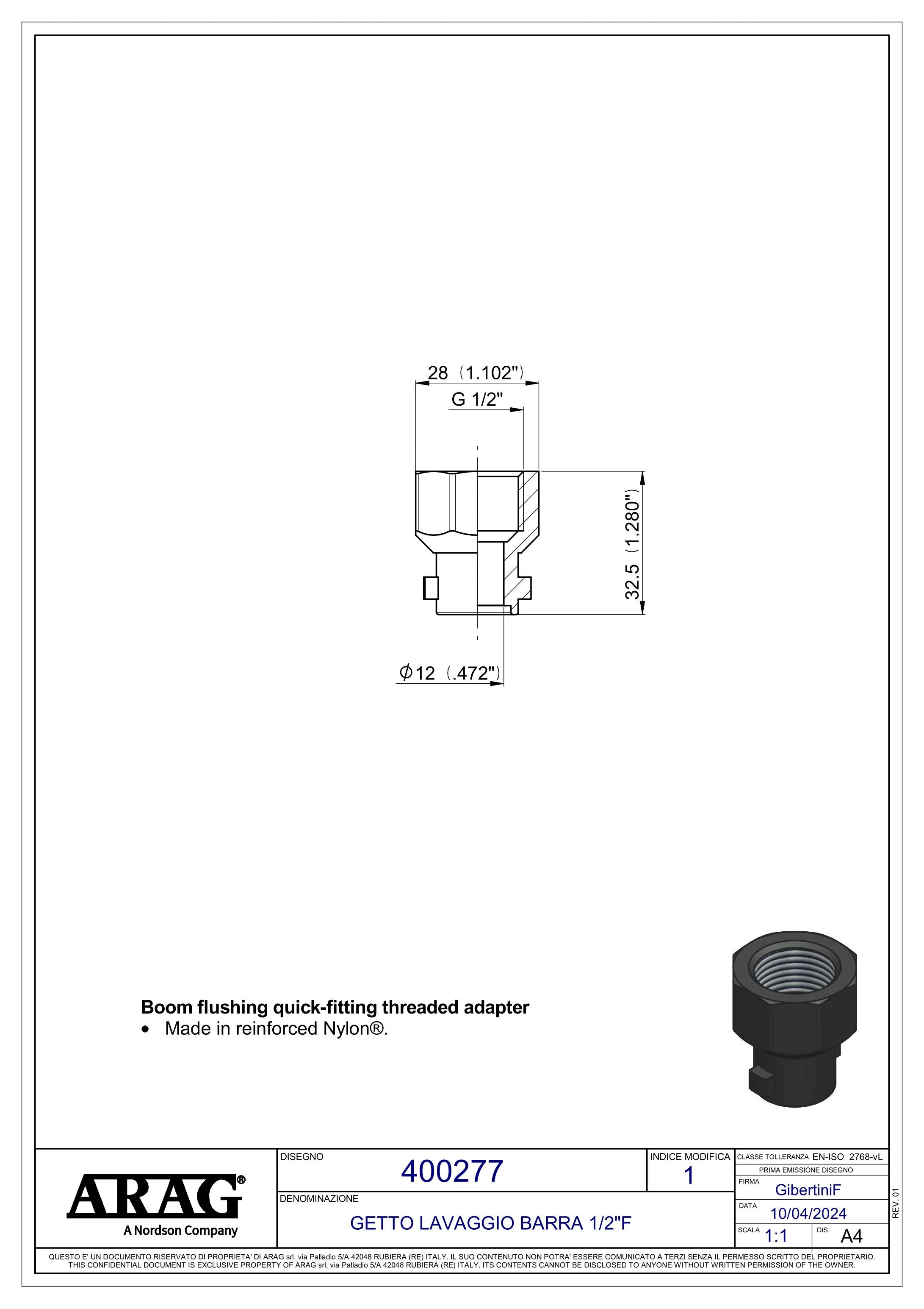 400277 CONEXAO TP. RAPIDO LAVAGEM BARRA 1/2" F