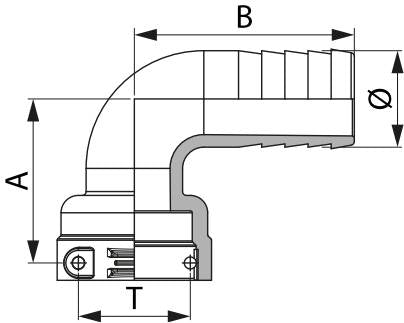 1190520 CONEXAO TIPO CURVA T5 F 20mm ARAG
